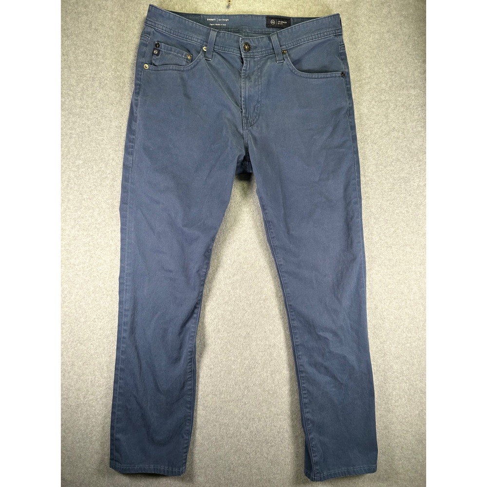 AG Adriano Goldschmied Everett Slim Straight Blue Pants 32x32 Italian Fabric